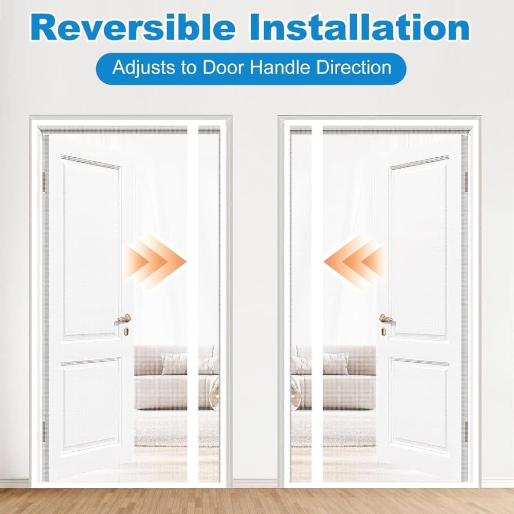 80 × 210 cm Magnetic Mosquito Net Door Self-Adhesive Side Opening Curtain Removable Durable Insect Fly and Cat Proof, 110 × 220 cm, White — image 6