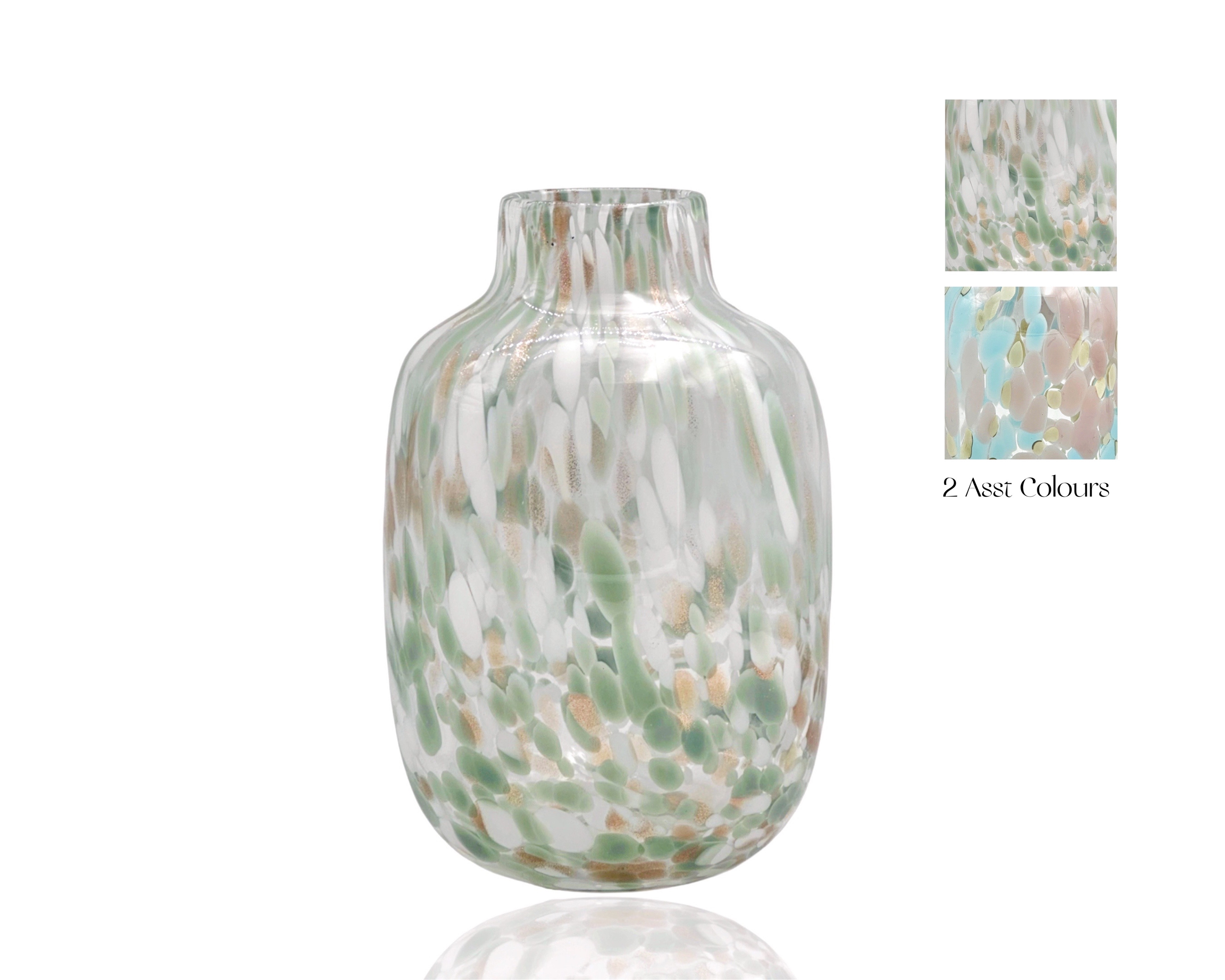 Set 2 Speckled Glass Vase 2 Assorted 17 × 27cm