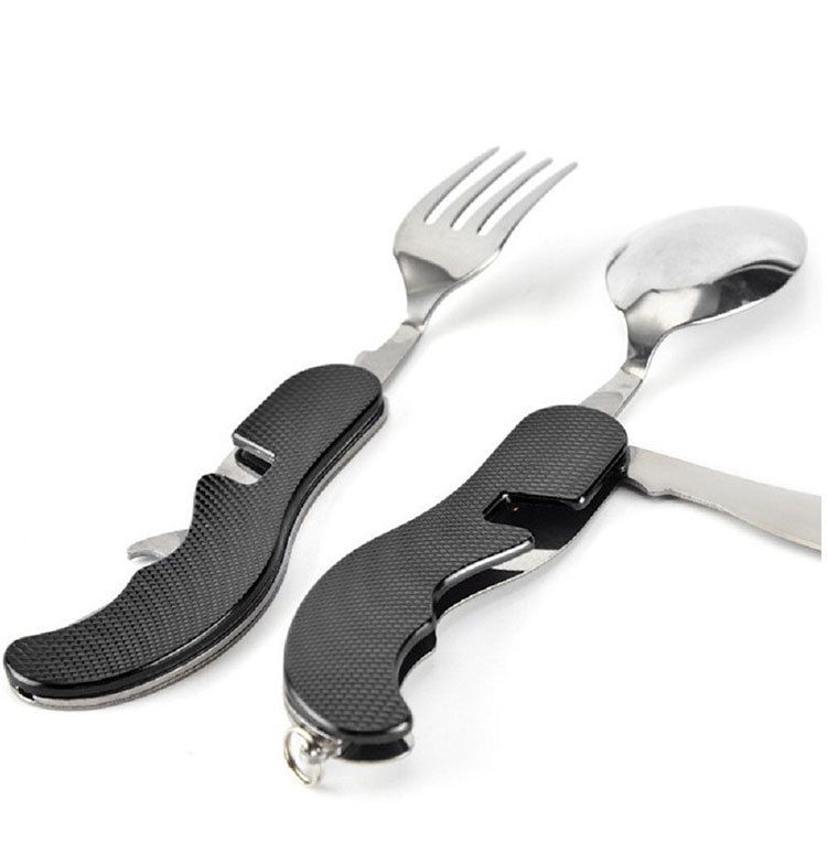 Stainless Steel Camping Cutlery and Kitchen Utensil Set - Prepper Gear and Supplies for Camping Cooking, (Black) โ image 3