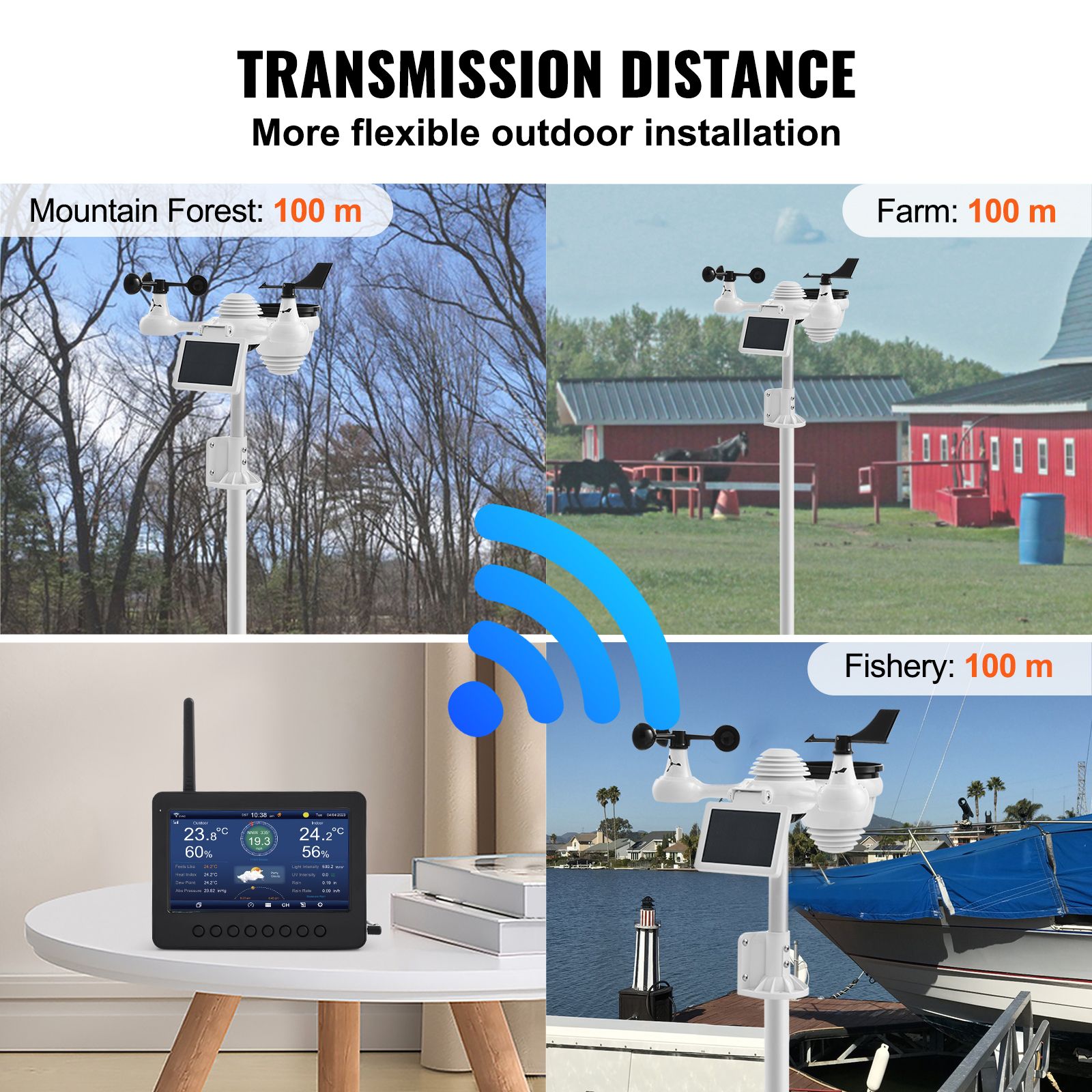 7-in-1 Wi-Fi Weather Station 177.8 mm TFT Display Wireless Outdoor Sensor — image 6