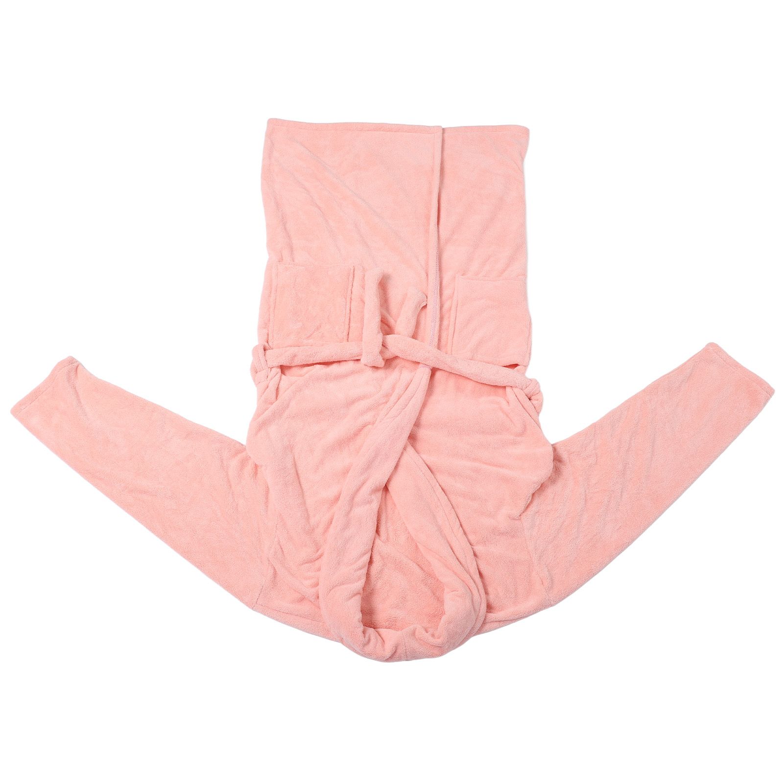 Bathrobe Coral Velvet Thicken Soft Water Absorbent Warm Belt Design Couple Bathrobe for Home Hotel Pink — image 4