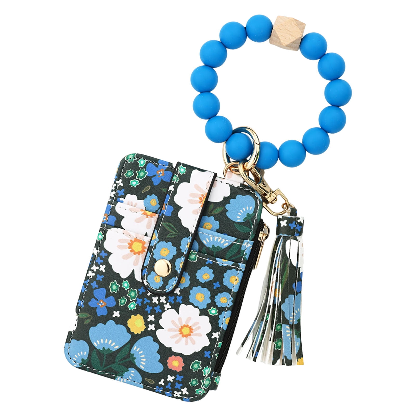 Wallet Women, Wallet Keychain Wristlet for Women, Slim Credit Card Holder Wallet, Fashion Tassel Keychain Bangle Key Ring Purse for Women ( 18 Kinds of Prints — image 2