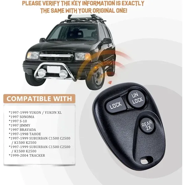 Keyless Car Key for 1997/1998/1999 Tahoe with FCC ID: ABO1502T GM/UTA: 16245100-29 or 16207901-5 (Single), automotive replacement use โ image 3