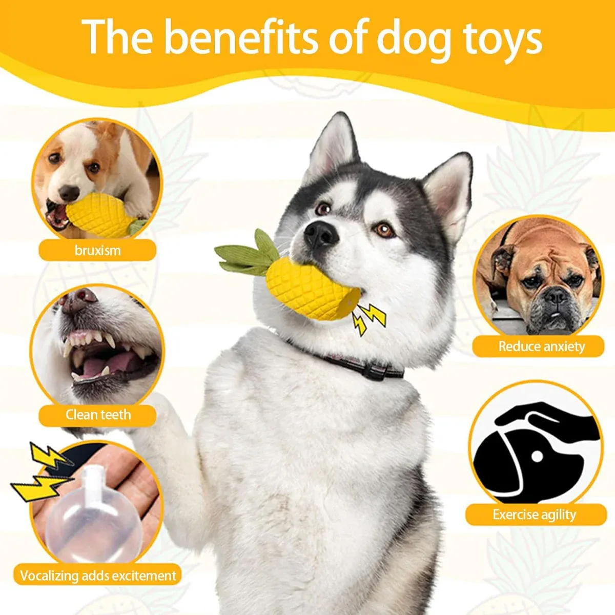 Dog Rubber Pineapple Toy Bite Molar Tooth Interactive Sound Resistant Pet Toy — image 6