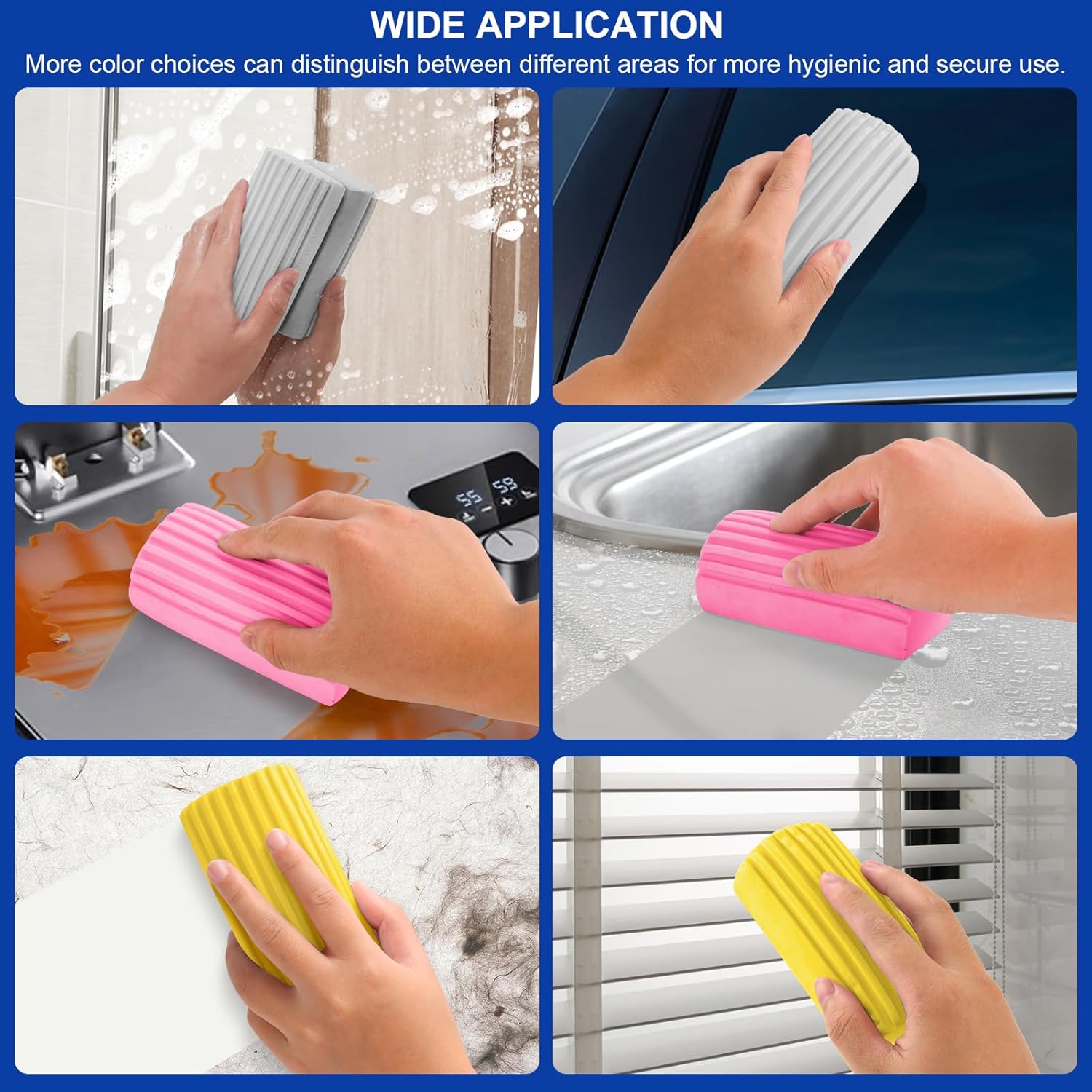 4-Pack Clean Sponge Brush, Cleaning Products, Damp Magic Duster for Car Window Cleaning, Blinds, Glass, Baseboards, Vents, Railings, Mirrors, Window Track — image 5