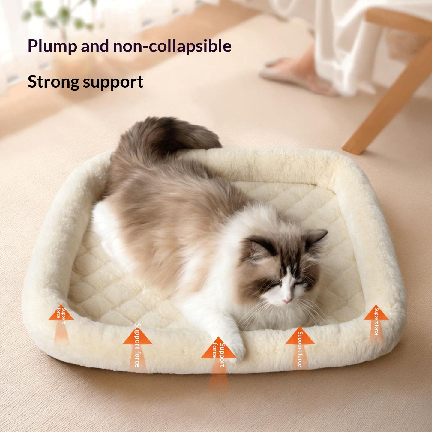 Pet Bed with Cushioning for Comfort in Crate Pet Products Machine Washable Pet Bed, winter warm cat bed(Rice white small size 35 × 40CM) — image 2