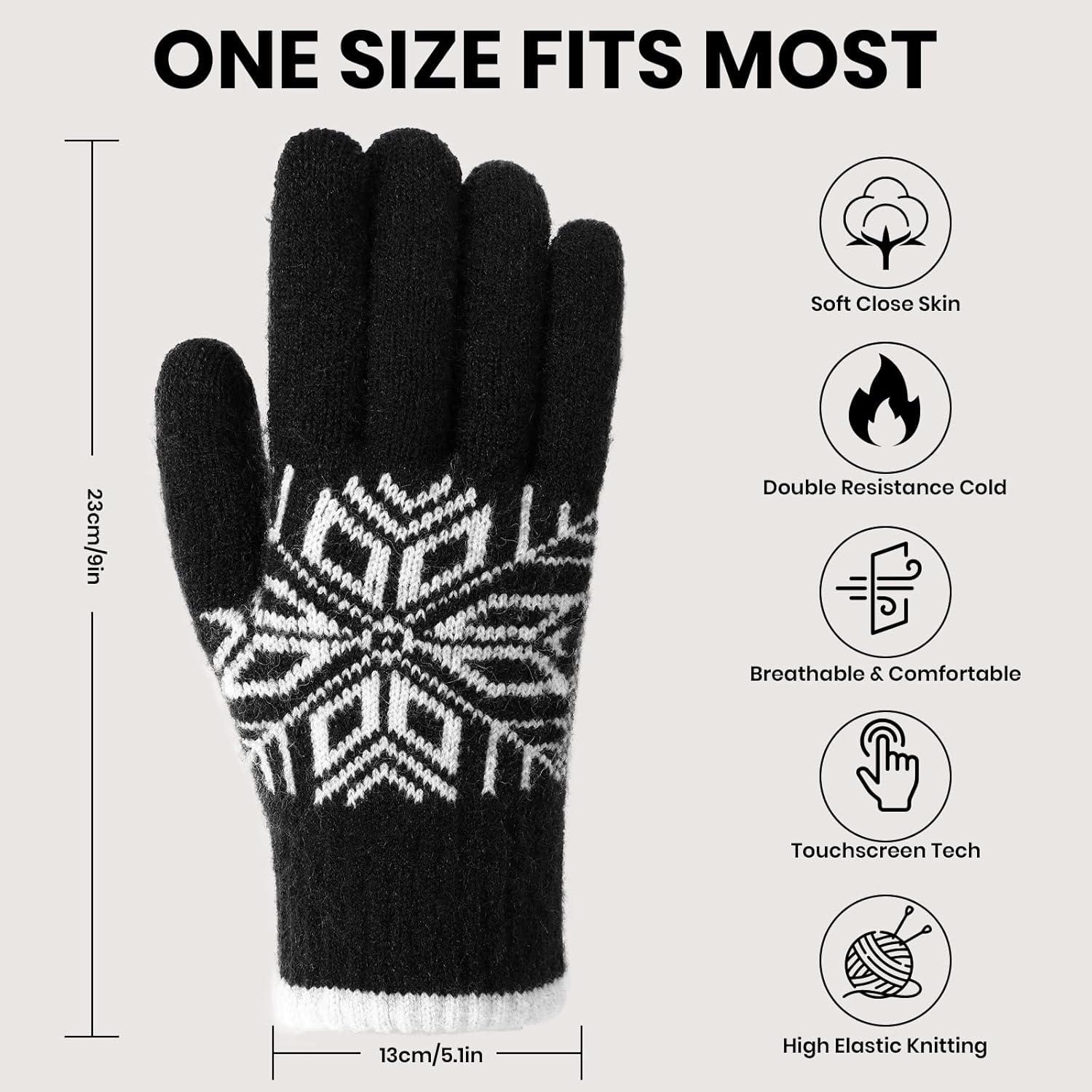 Winter Gloves for Women & Men Wool Winter Gloves Warm Thicken Fleece Touch Screen Glove for Cold Weather — image 3