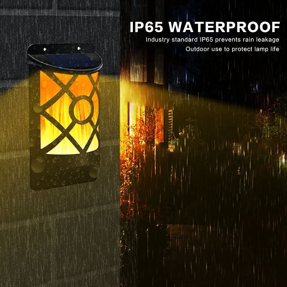 Solar Flame Lights Outdoor, Waterproof Flickering Flame Solar Lights Solar Powered Wall Mounted Night Lights Lattice Design โ image 4