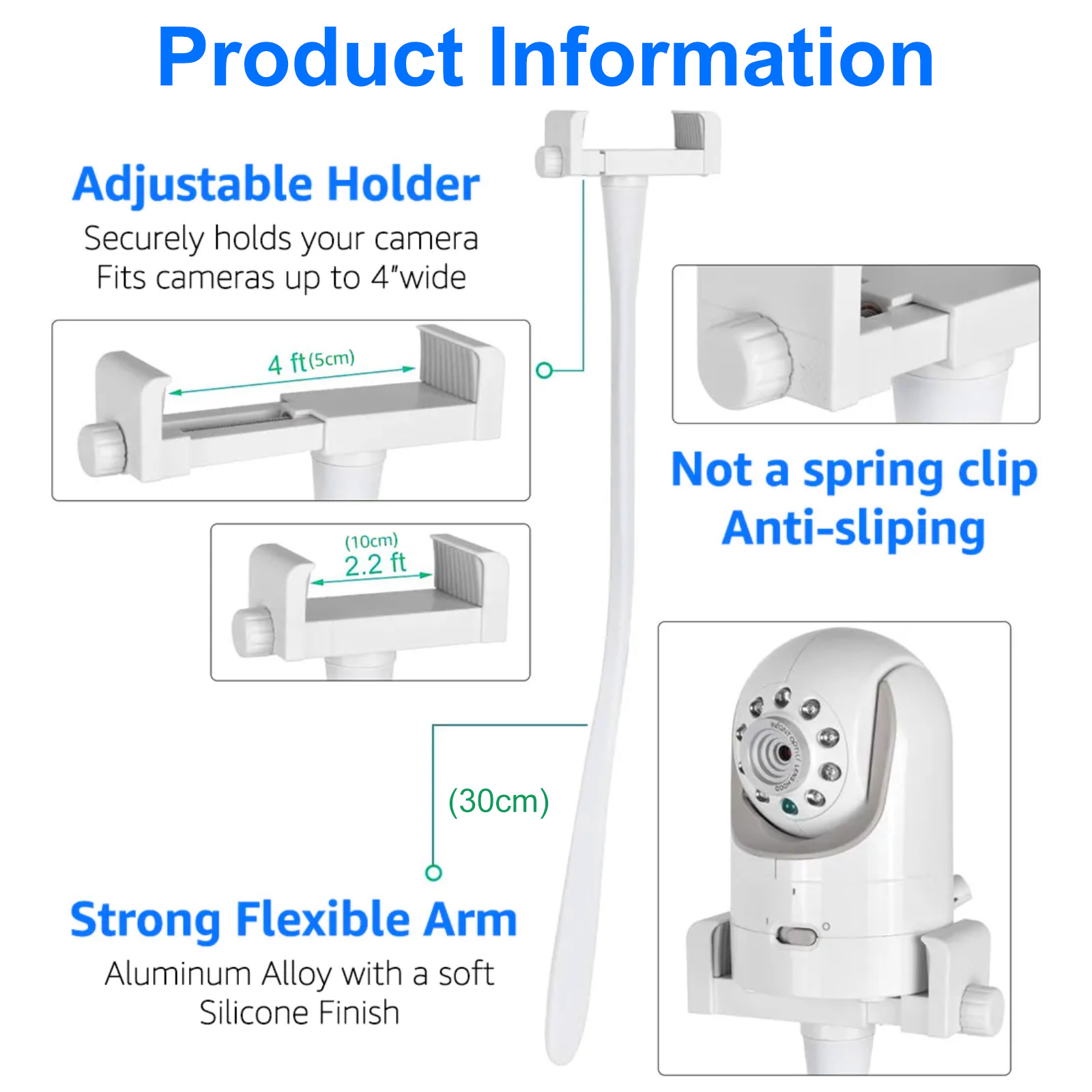 Flexible White Silicone Universal Baby Monitor Holder Tripod — image 5
