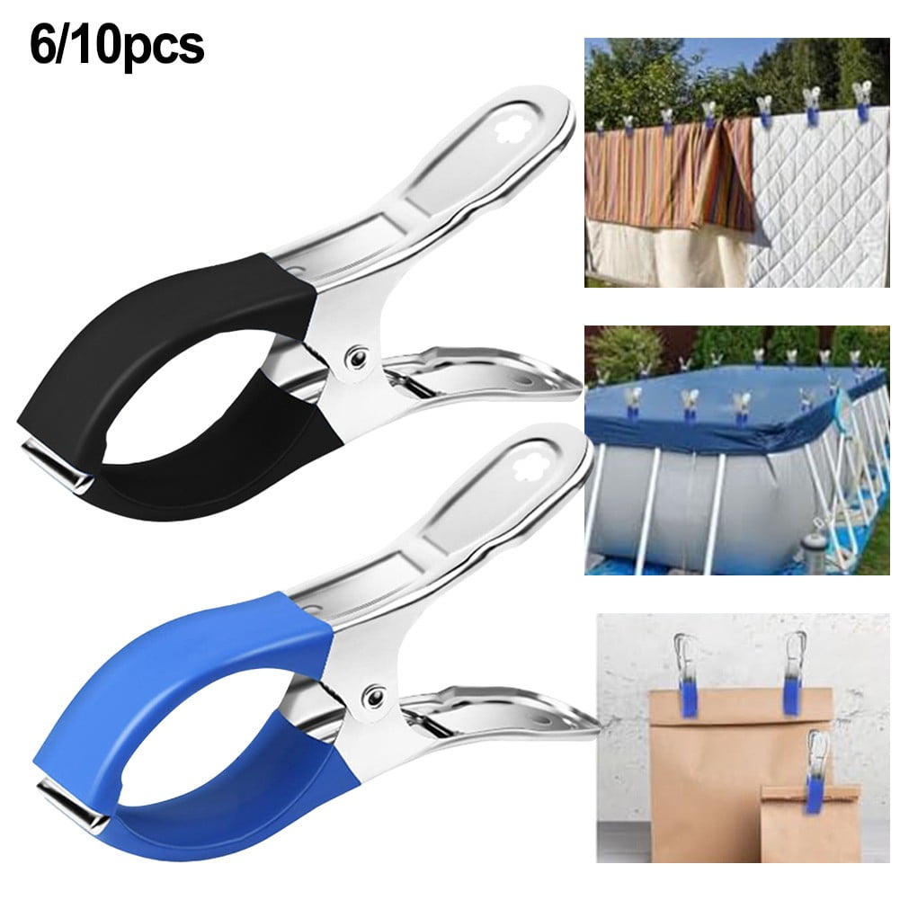 6/30Pcs Pool Cover Clips Stainless Steel Pool Cover Clamps For Above Ground Swimming Pool Wind Guard Clip Black Blue 6pcs blue Blue/Black — image 4