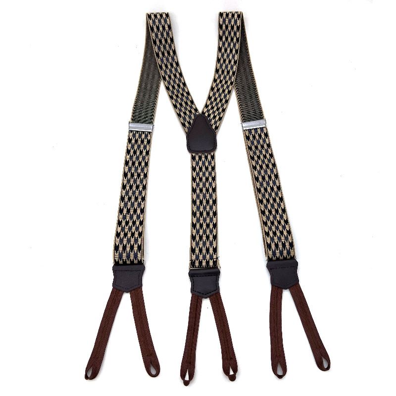 Men's Leather Elastic Suspenders 3.5cm 6 Clips Sapphire Blue โ image 6