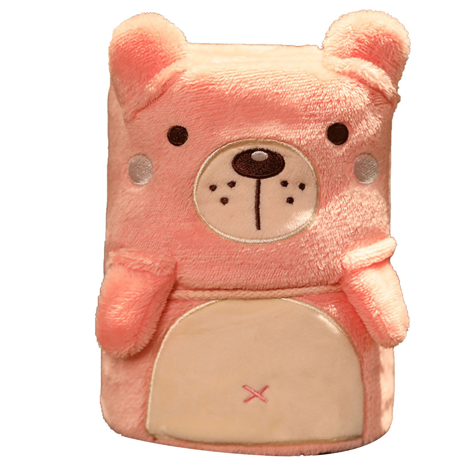 Flannel Blanket Cute Animal Shape Soft Skin Friendly Portable Nap Blanket for Sofa Bed Office Dormitory Pink Bear 80 × 100cm / 31.5 × 39.4in