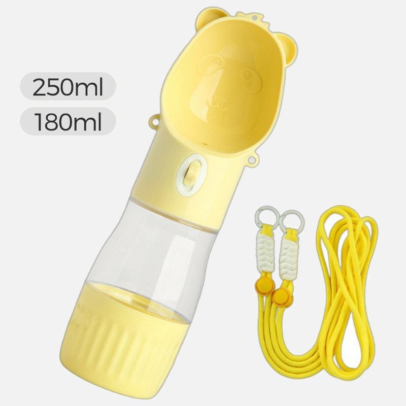 All-in-One Water and Food Pet Travel Cup, Portable Water Dispenser for Dogs and Cats – Yellow