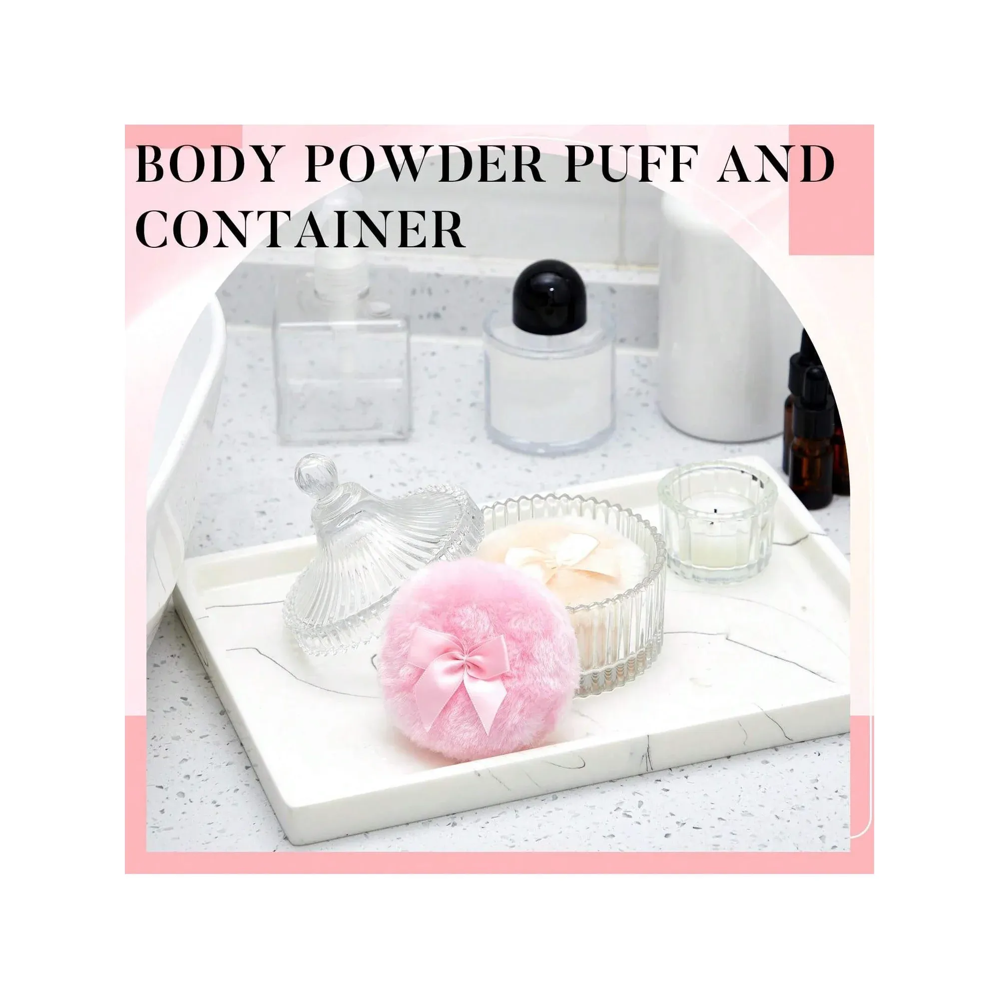 Clear Ribbed Glass Vanity Jar With Lid, Victorian Style Makeup Trinket Container for Bathroom — image 2