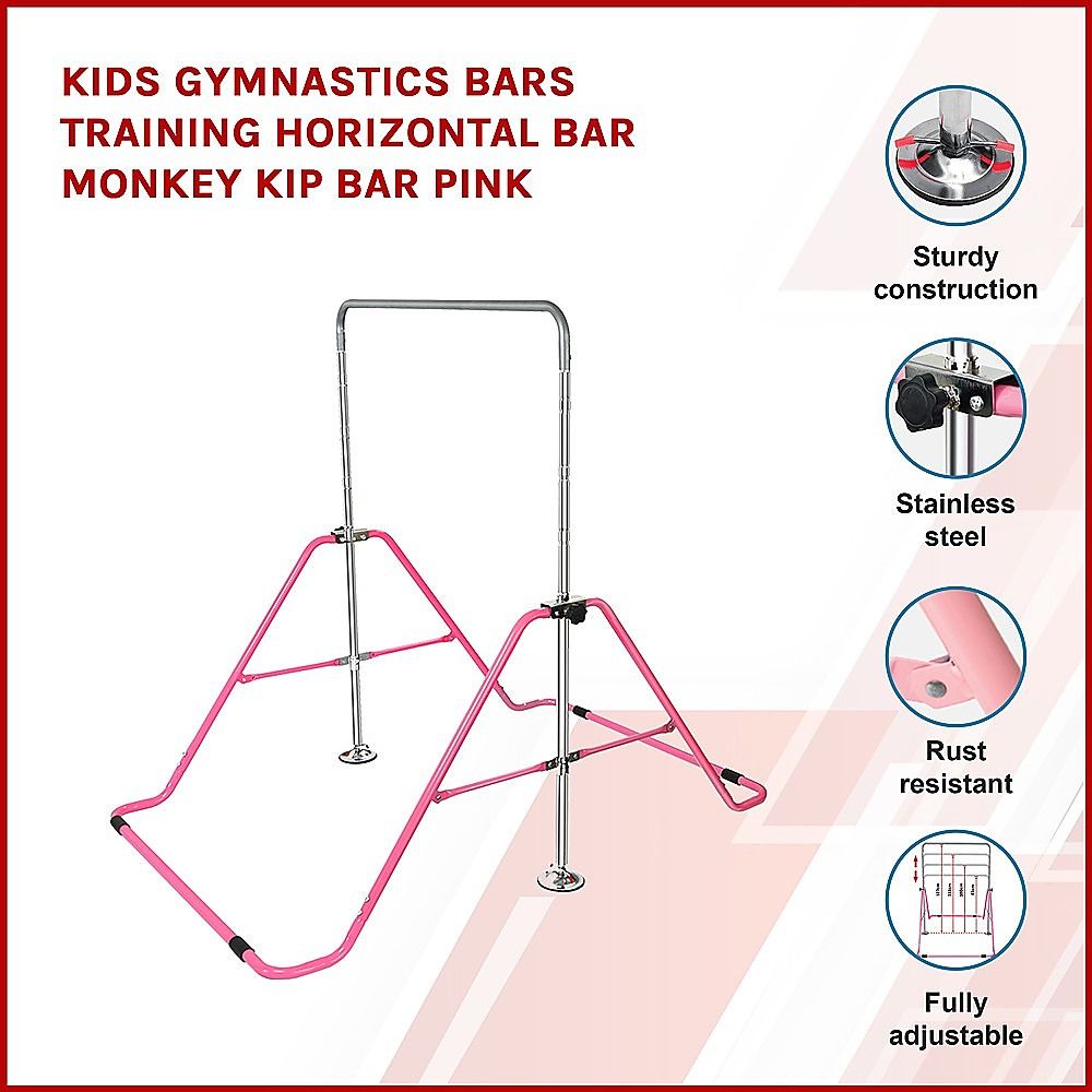 Kids Gymnastics Bars Training Horizontal Bar Monkey Kip Bar Pink — image 5