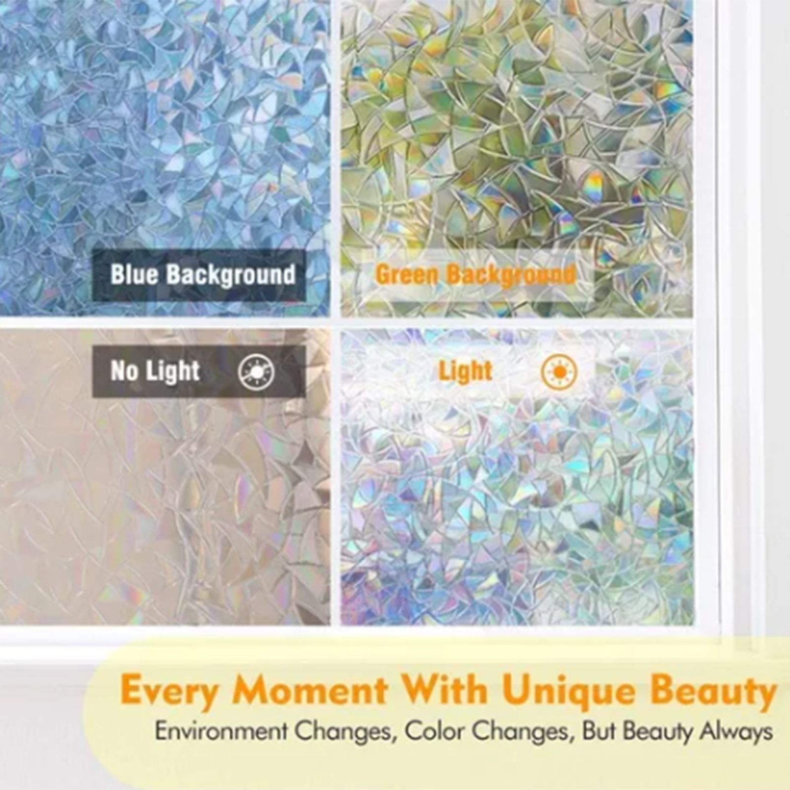 45x200cm Decorative Window Privacy Film 3D Rainbow Window Film Static Cling Window Sticker — image 5