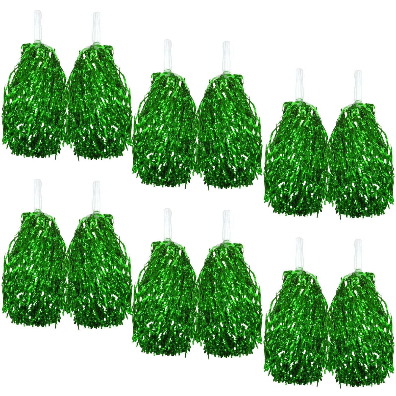 Green Metallic Cheerleading Pom Poms – Set of 6 w/ Easy-Grip Handles Australia Day — image 2