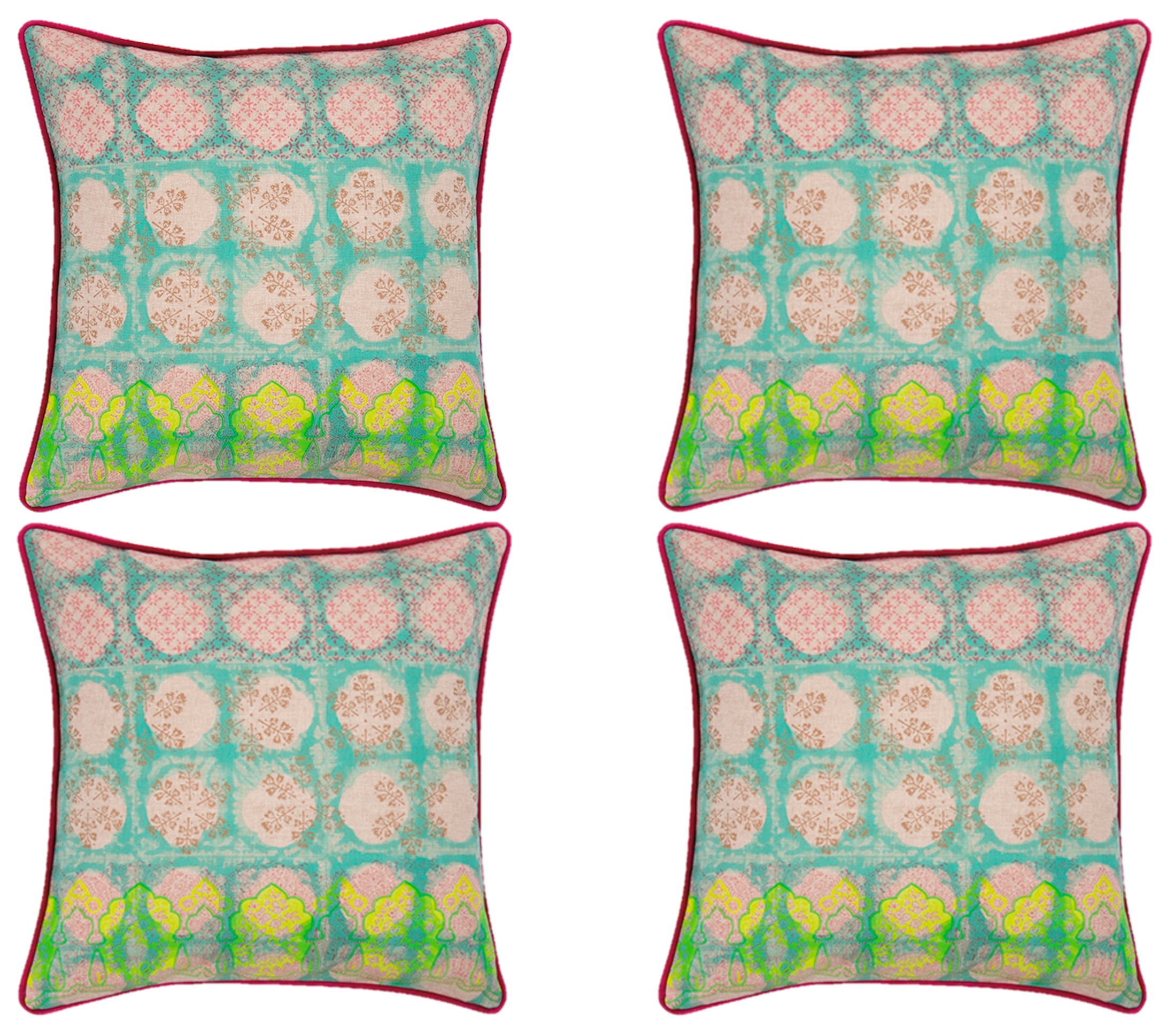 Pack of 4 Avia Fuchsia Cushion Covers Multicoloured Coloured — image 2