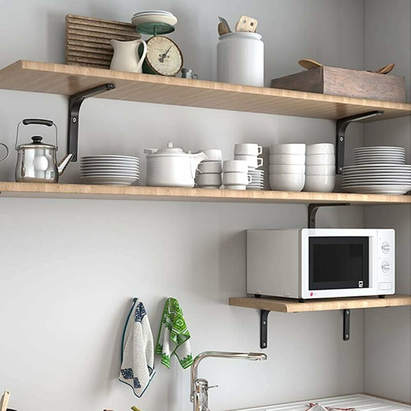 Wall Shelf Bracket, Matte Black Metal Bracket, Metal Shelf Support For Kitchen Decor, Heavy Duty Bracket, 100Mm100Mm, 4 — image 2