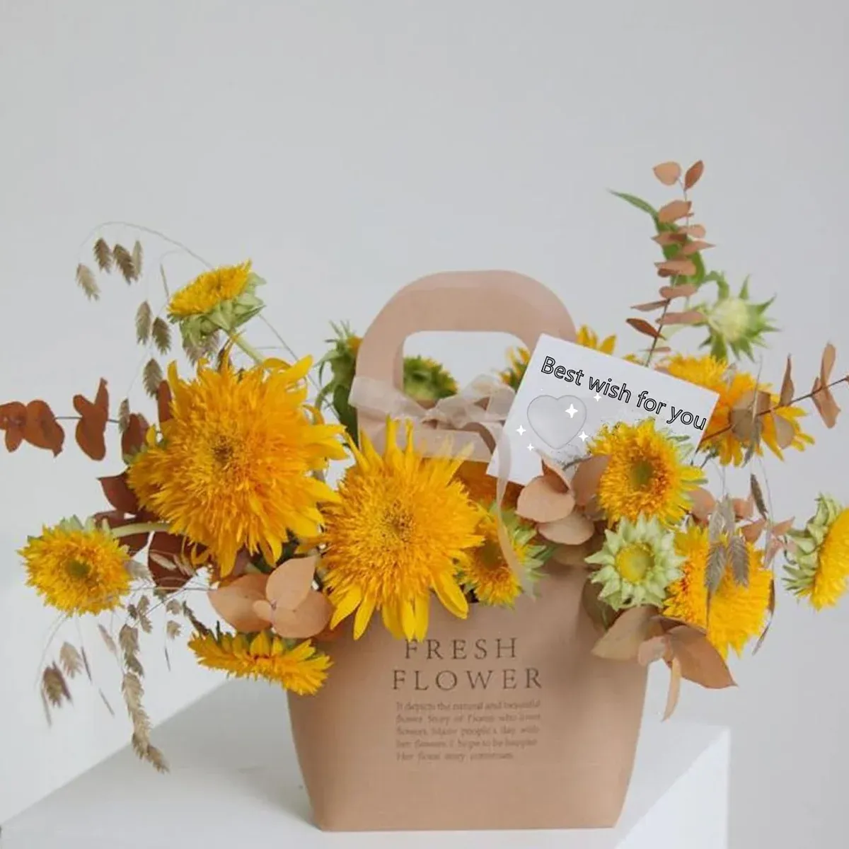 10PCS Handheld Kraft Paper Flower Gift Bags Natural Finish for Bouquets - S โ image 6