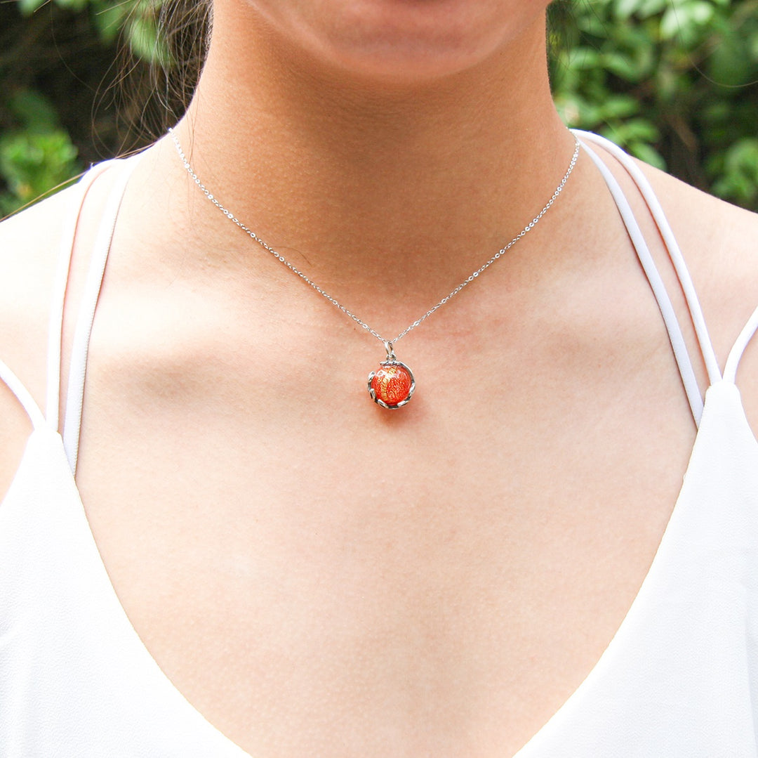 Gift Box - Aroma Necklace White Gold - Planet Solstice Sunburst (Fire Red) + Purify Oil Blend — image 3