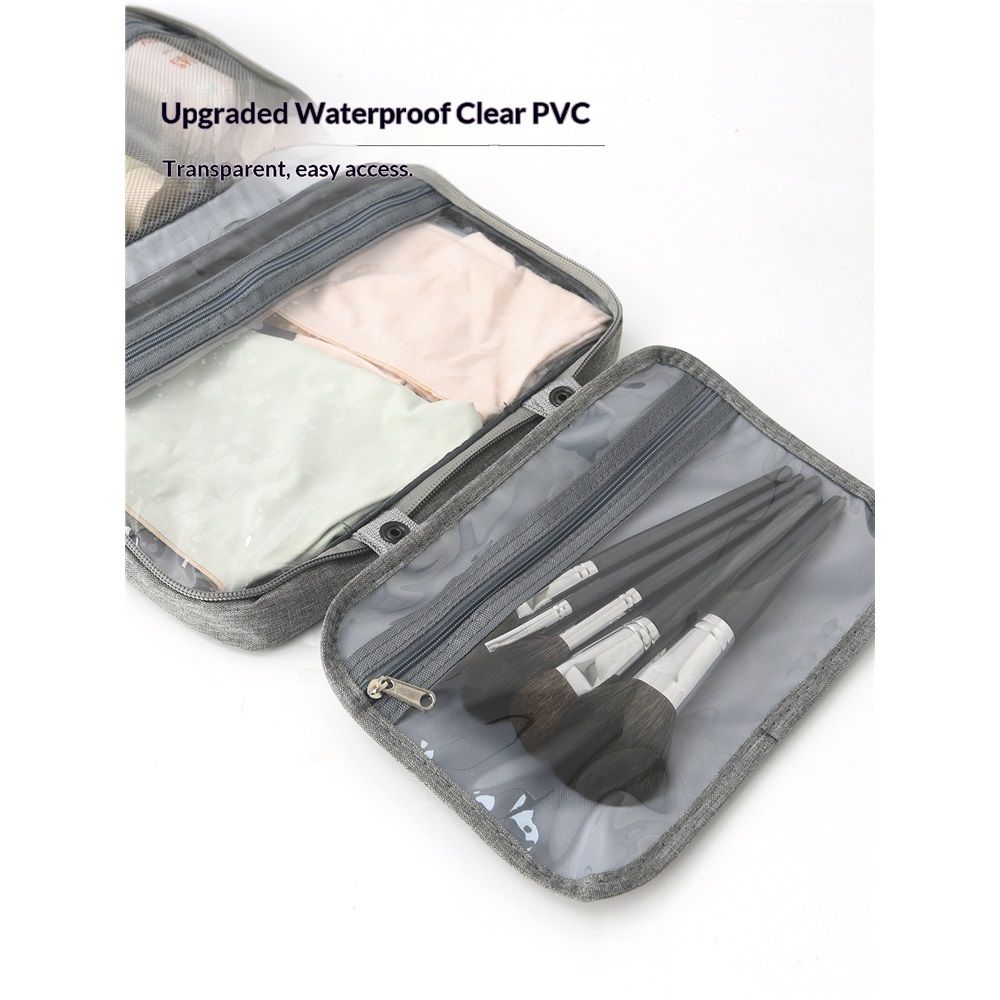 Travel Toiletry Bag for women, Portable Hanging Organizer for Family-Sized Shampoo, Conditioner, Brushes Set, Makeup Accessories, Extra Large Size, gray(only — image 4