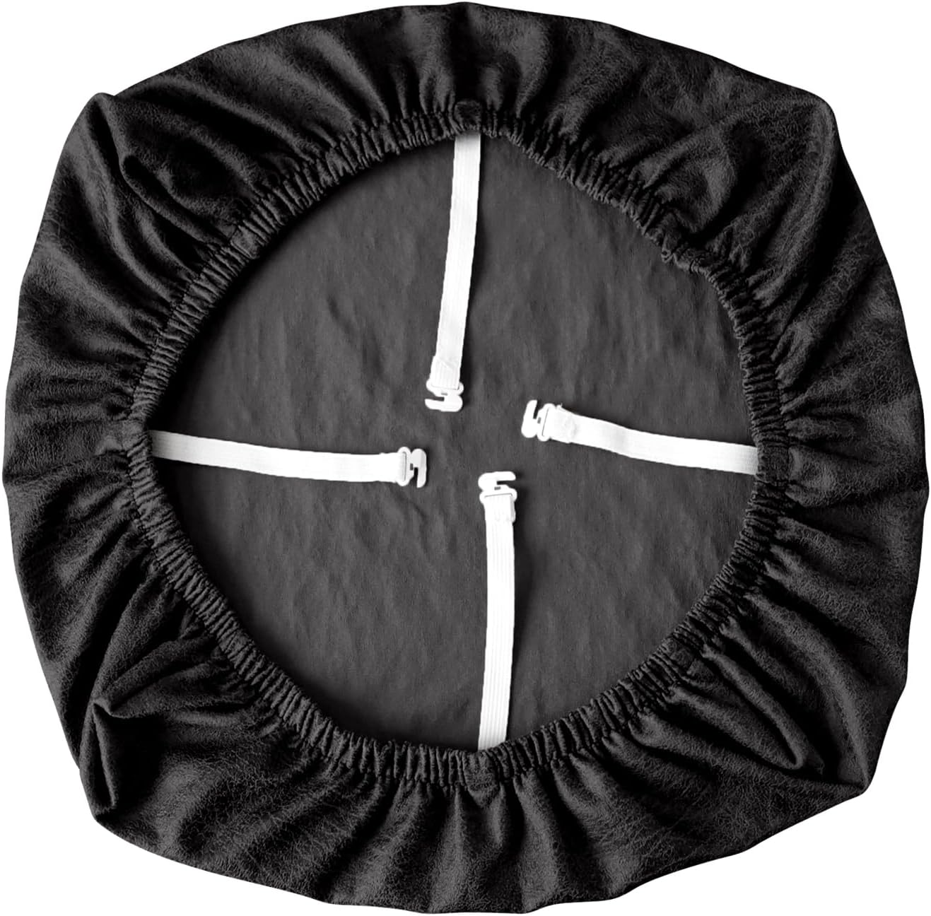 Leather Look Office Chair Seat Covers Set of 2 Black 20inch Square Stretch Seat Slipcovers for Dining Chair Cushions Removable Washable — image 4