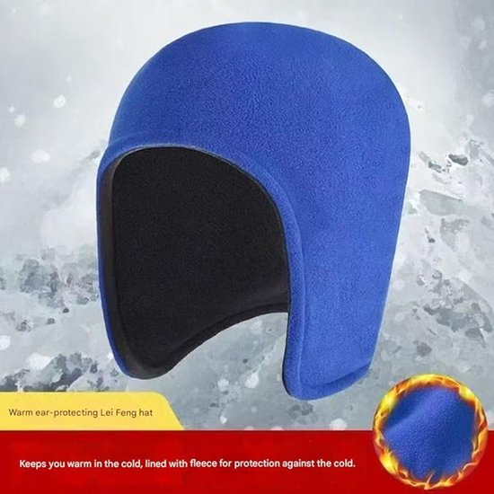 Winter hat for men and women – Thermal, windproof hat with ear flaps, ideal for sleeping, motorcycling and outdoor activities (Blue) — image 3