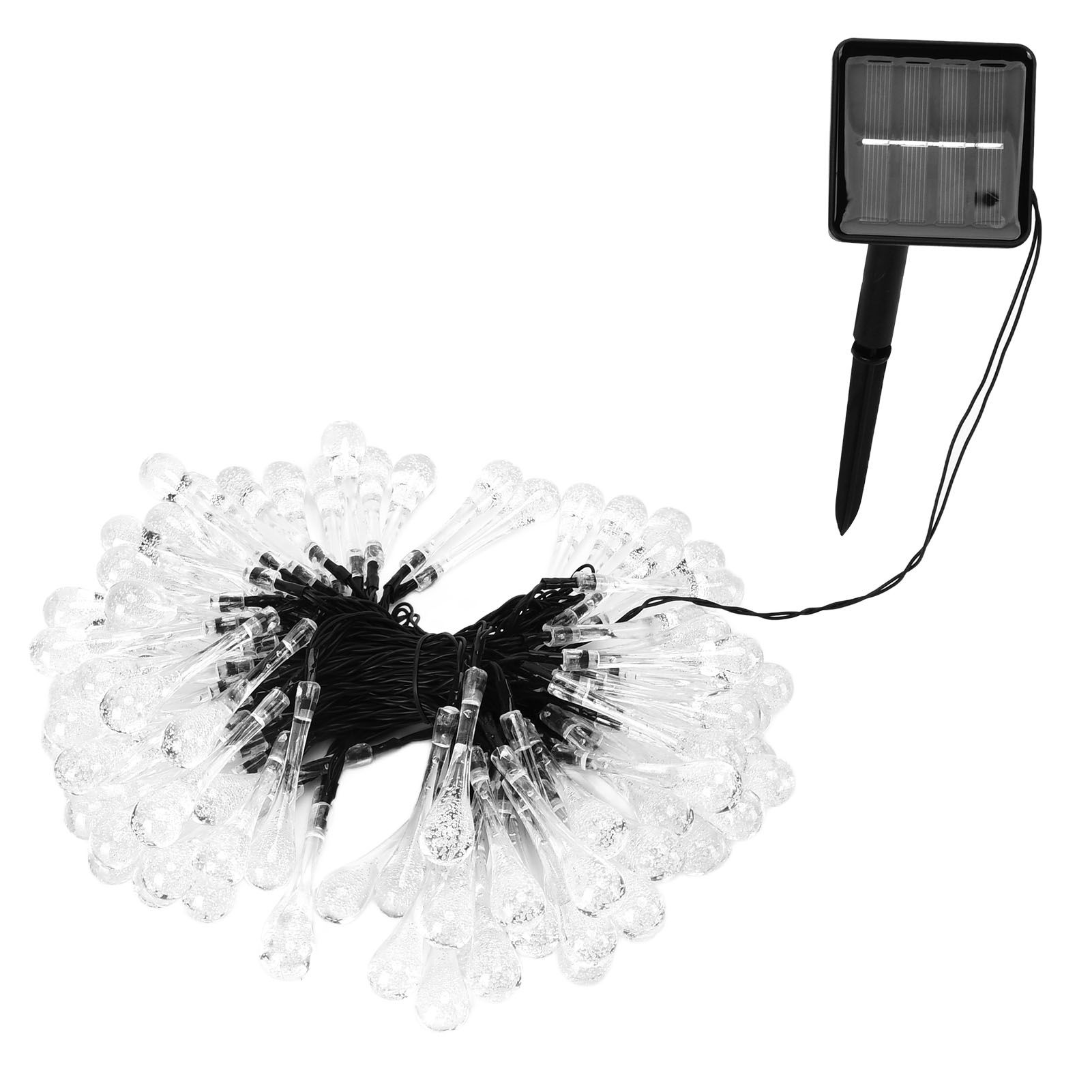 100LEDs String Lights Solar Powered Fairy Lamp 12m/39.3ft Waterproof Drop Shape for Patio Lawn Party DecorWarm Light — image 2