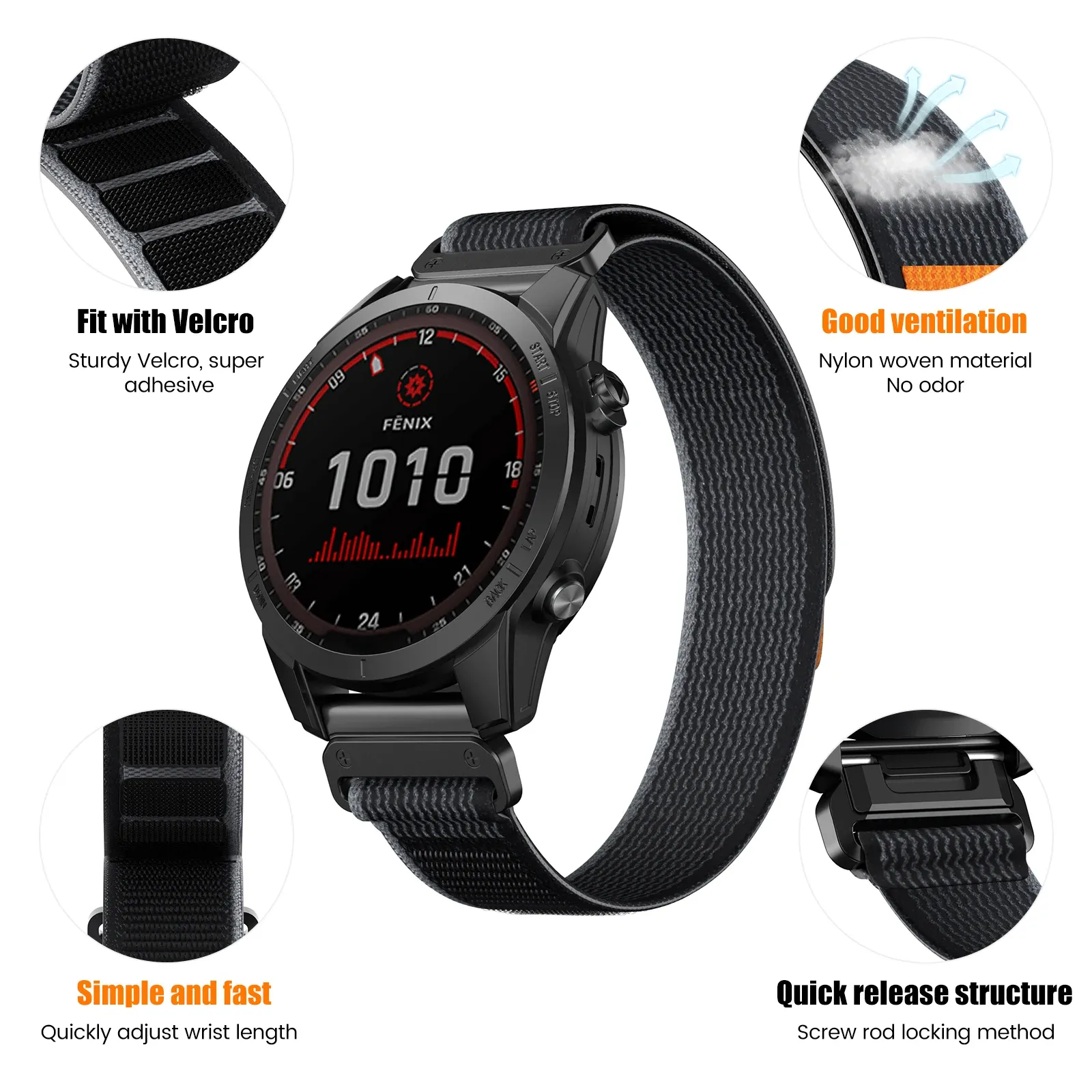 Nylon Watch Band Compatible with Garmin Fenix 7 7X 6X Pro Enduro Instinct Mk1 Epix Gen 2 A2, 22mm โ image 2
