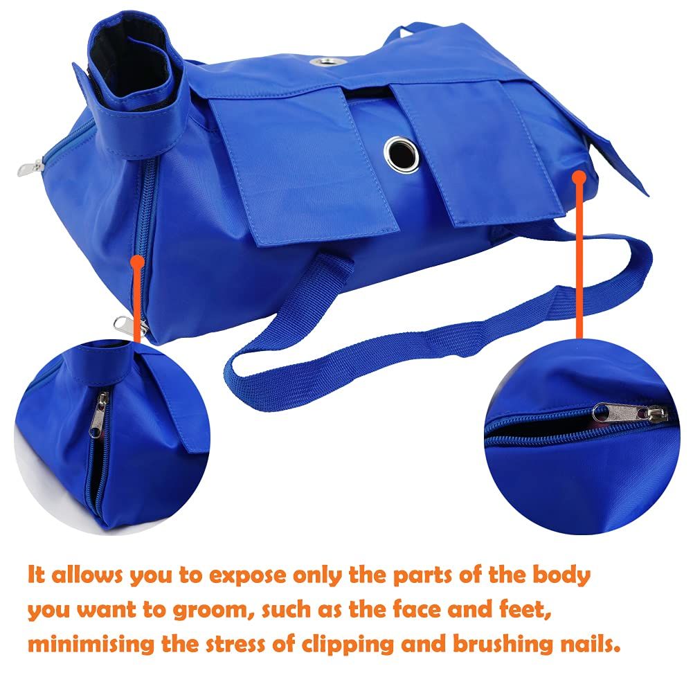 Pet Cat’s Restraint Bag for Claw Care Nail Trimming Anti-Scratching Grooming Bag for Cats Medical Examination(Blue-S) — image 2