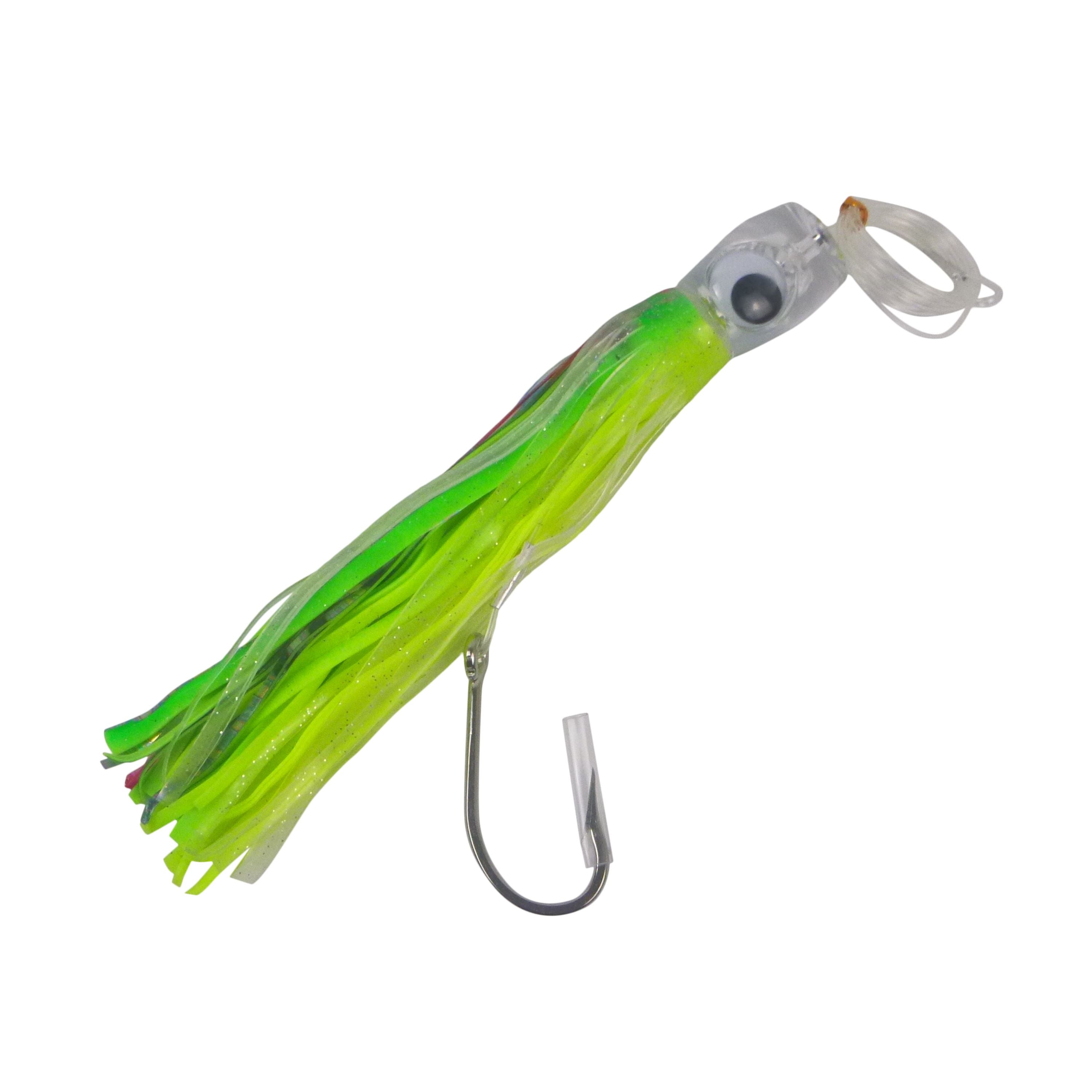 Swimerz Trolling Lure Rigs, 95gm, 23cmL, Size 8/0 Hook, Lime Spider, 2 pack — image 2