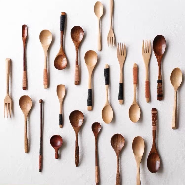 Wooden Spoon Create Credit Long Handle [solid wood] small round spoon 13cm*3cm — image 2