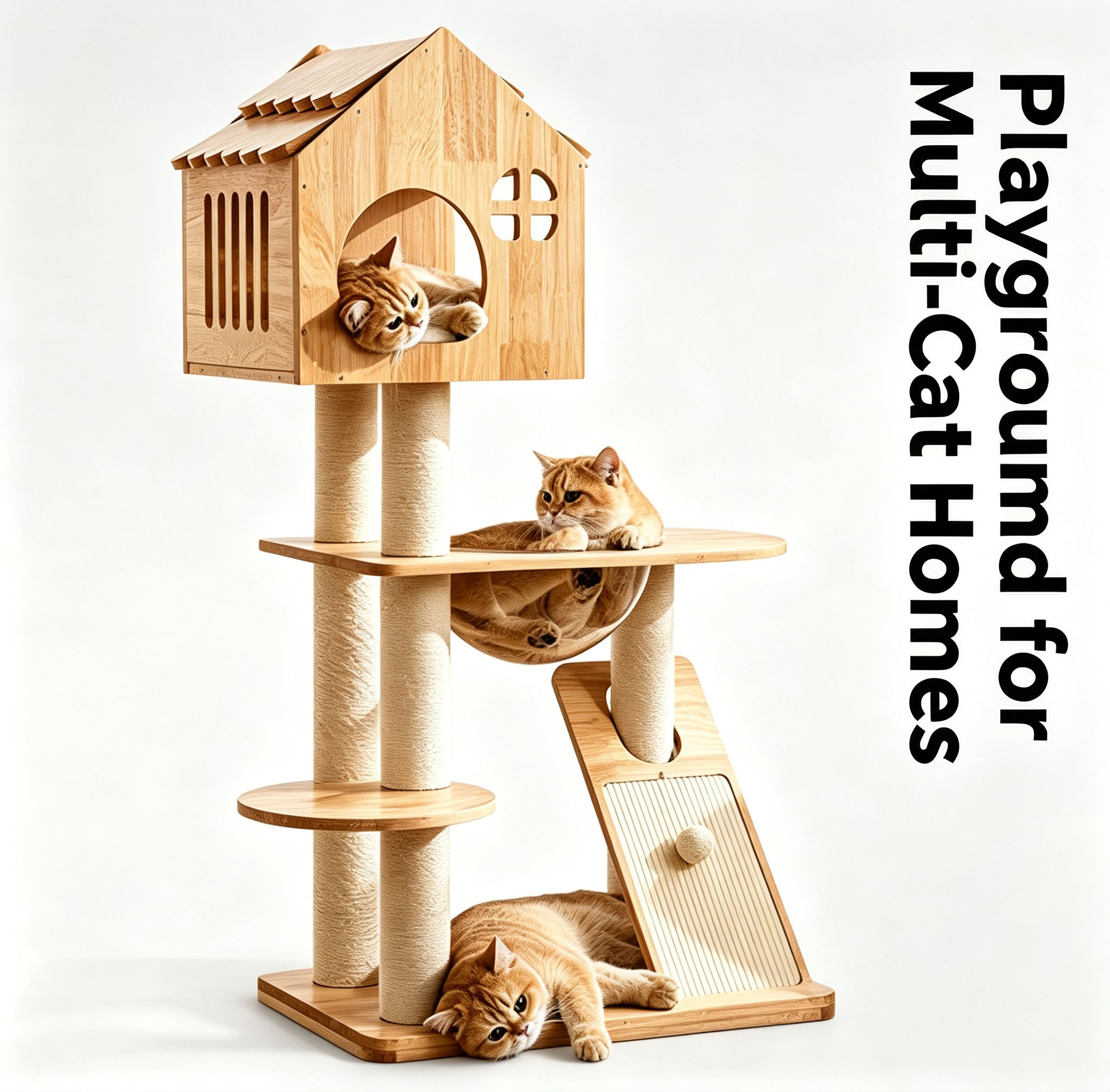 Natural Solid Wood Eco Cat Tree — image 3