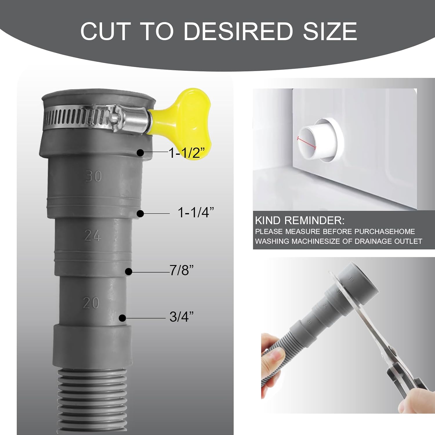 10 feet (3 Meters) Hose Universal Washing Machine Drain Hose Flexible Dishwasher Drain Hose Extension Corrugated Washer Discharge Hose Kit — image 2
