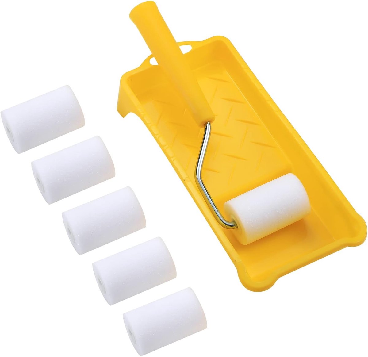 Mini paint roller set - Foam paint roller - with refills - high-density foam rollers *6, paint tray and roller handle - small sponge paint roller - for