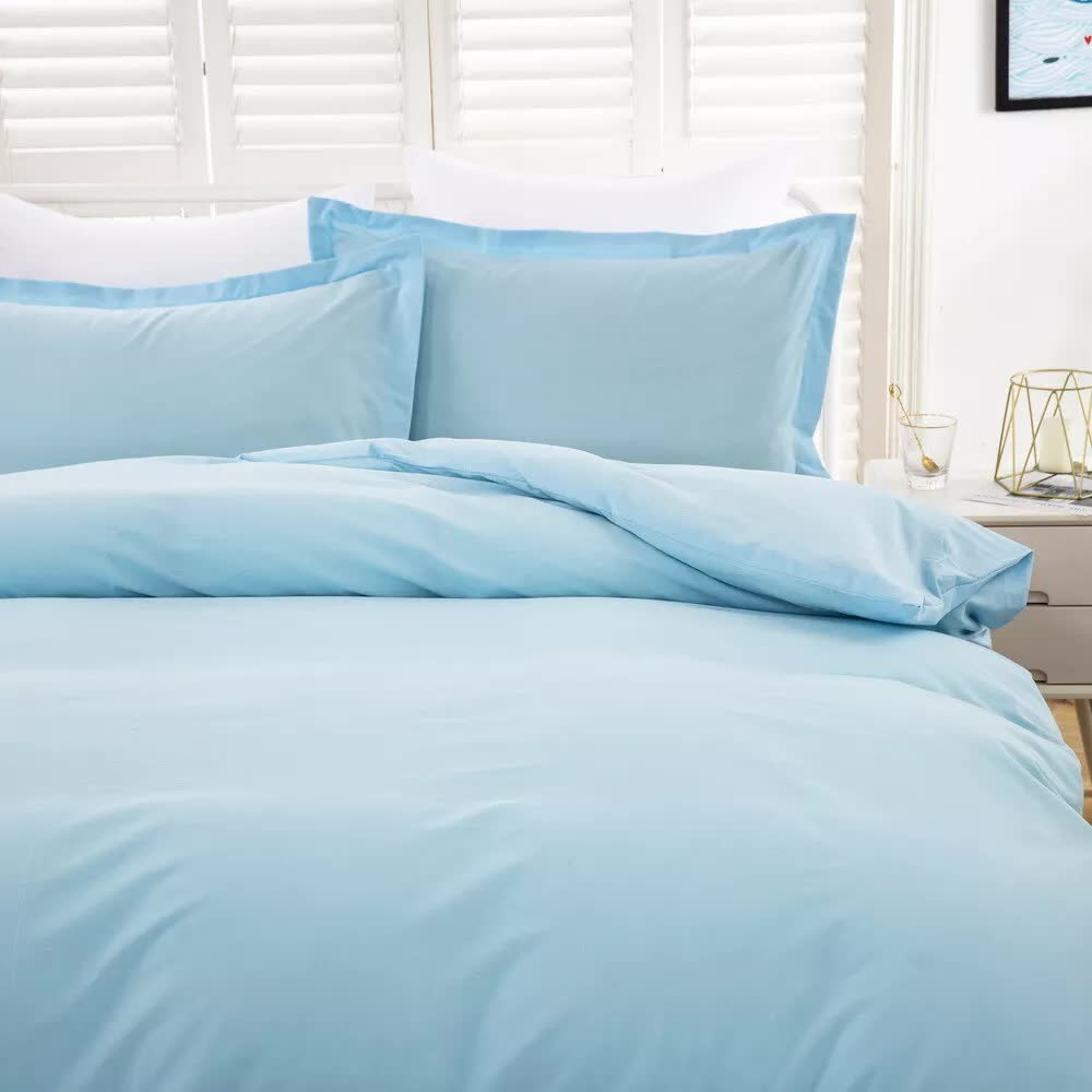 100% cotton Premium Doona Duvet Quilt Cover Set with Soft Pillowcases - Aqua-Super King — image 4