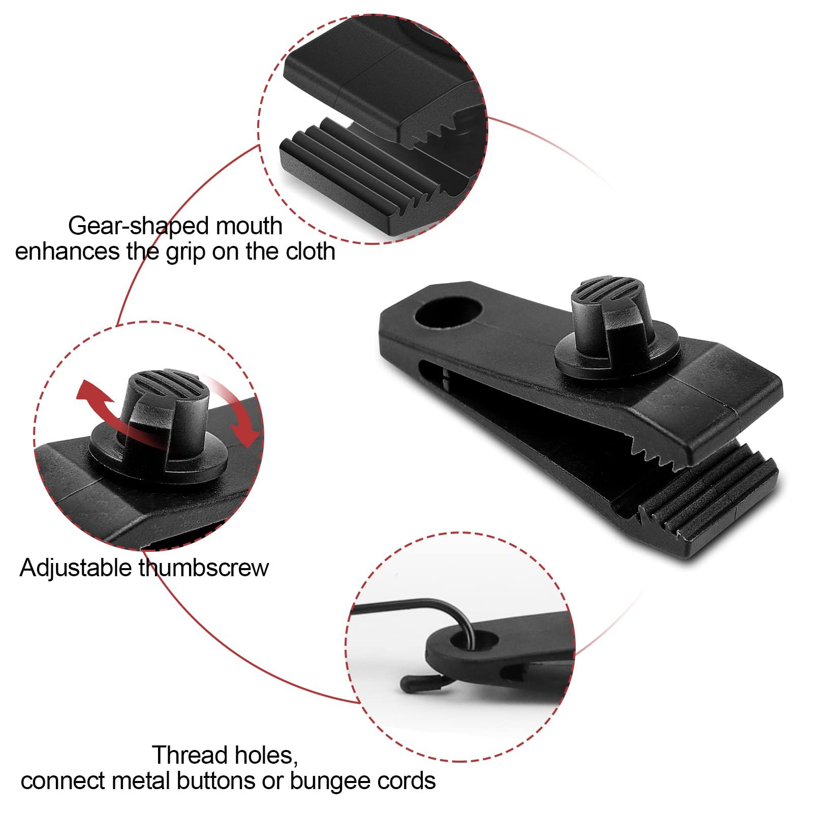 6 PCs Heavy Duty Tarp Clip Clamps Thumb Screw Tent Fasteners Clips for Camping Awnings Caravan Canopies Car Pool Boat Cover Clips