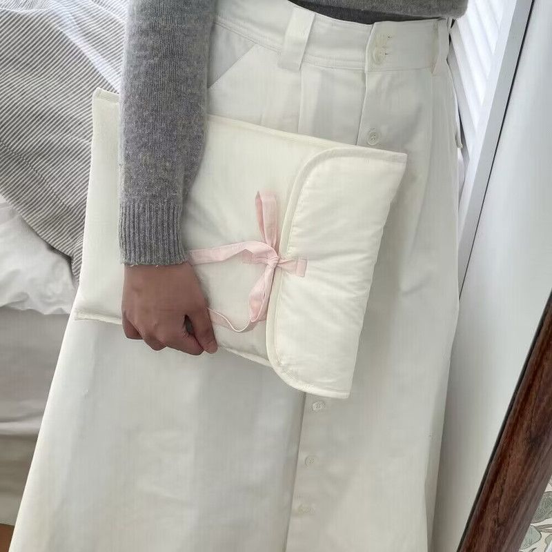 1PC Ballet Pink Bow Quilted Laptop & Tablet Sleeve β Fits 11-inch β White