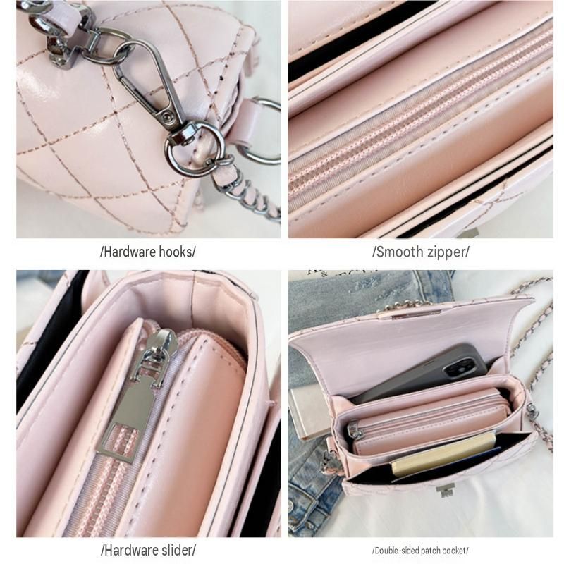 SilveryQuilted Chain Shoulder Bag with Silvery Star Charm - PU Leather Small Square Crossbody - Adjustable Strap, Metal Hardware, Lightweight — image 4