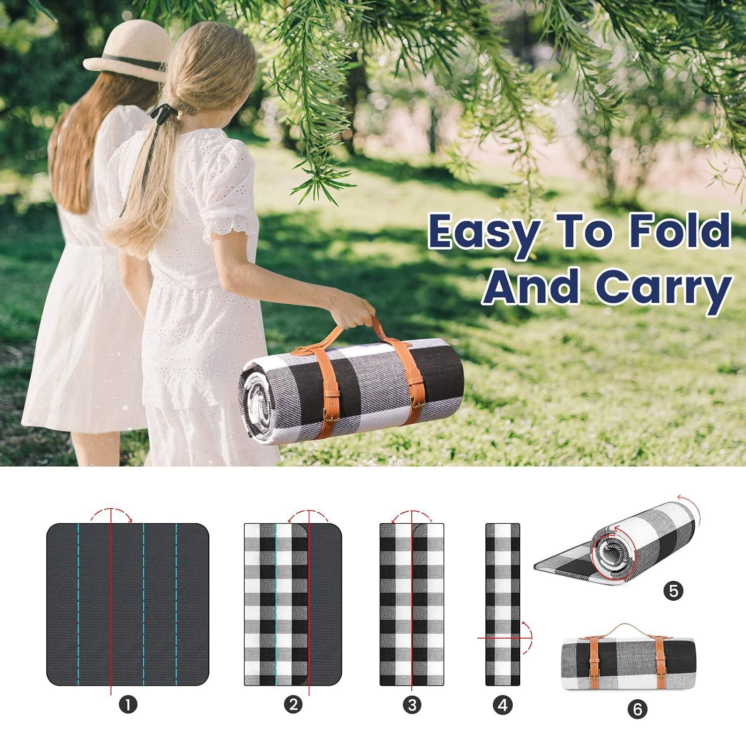 Outdoor Picnic Blanket Waterproof Mat Extra Wide Camping Tent Ground Sheet for Hiking and Outdoor Activities - Black S โ image 3