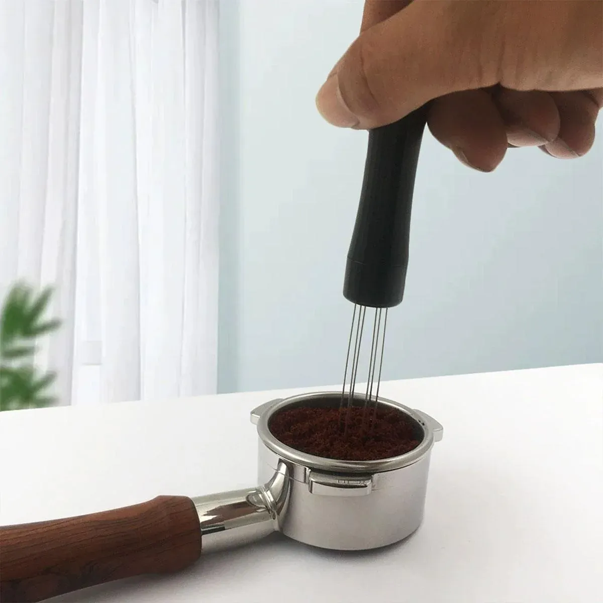 Stainless Steel Coffee Distributor Needle Espresso Stirring Tool Powder Tamper - Silver — image 6