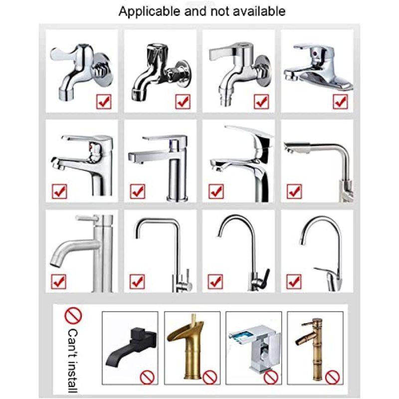 Generic Basin Handheld Shower Set, Sink Hose Faucet Sprayer Attachment, with Stop Water-saving Function, Chrome + White — image 3
