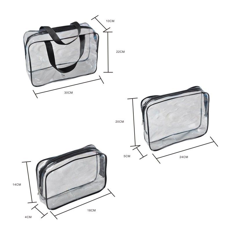 HDWISS PVC Transparent Cosmetic Bag Travel Storage Cube Black Large size 30*22*10 โ image 5