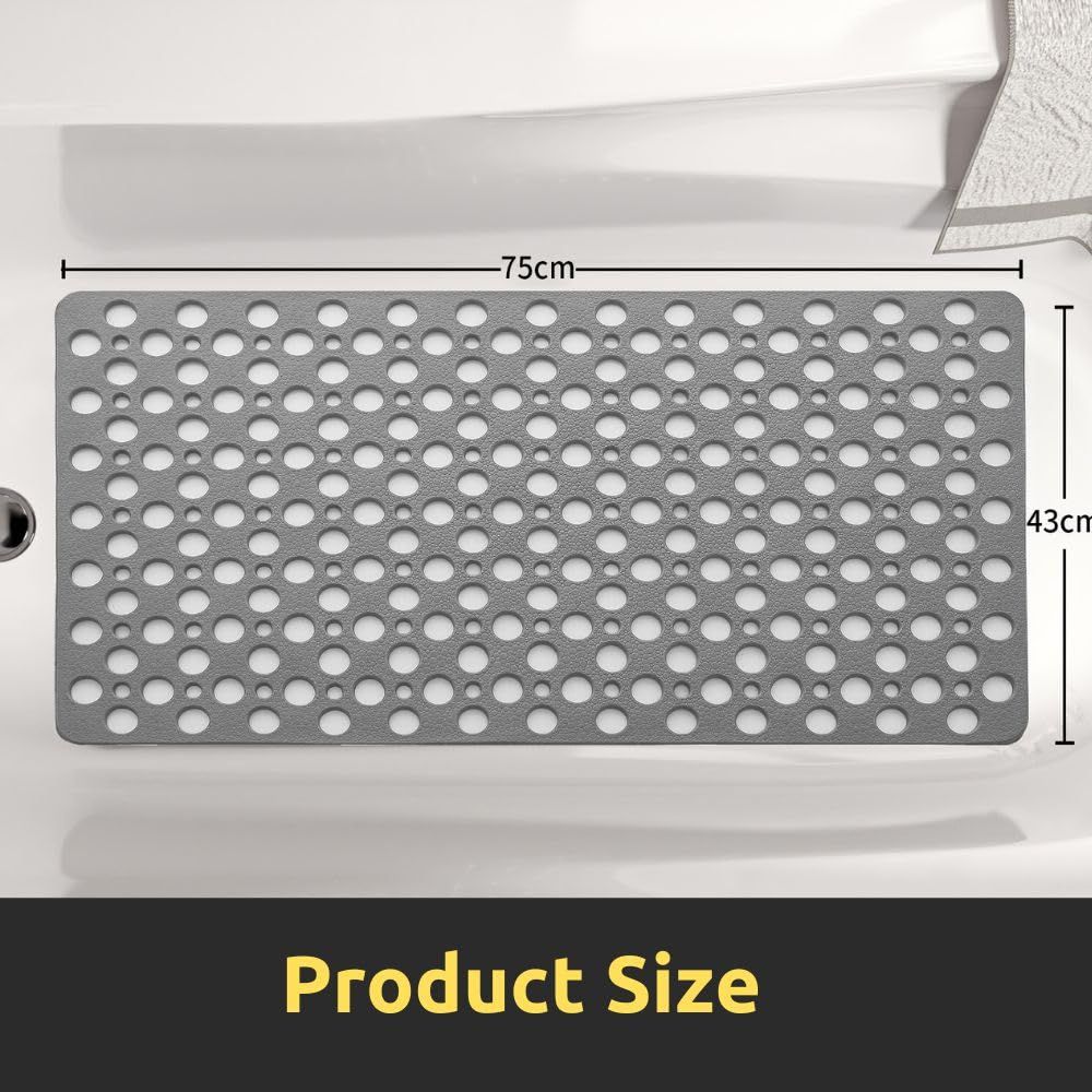 Non Slip Shower Mat with Suction Cups and Drain Holes, 30 × 17 in Soft Machine Washable Bathtub Mat Non Slip Bath Mat for Tub — image 4