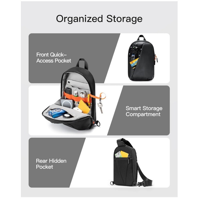 Black Modern Urban Sling Bag Crossbody Chest Pack with Quick Adjustable Strap Compact Daypack for Travel and Daily Commute โ image 2