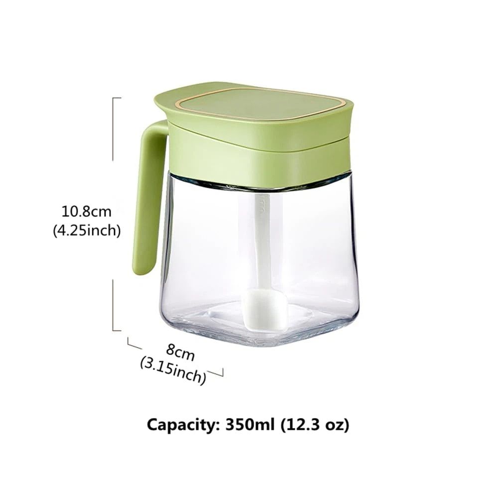 12.3 oz Airtight Sealing Condiment Container, One-Touch Open Glass Seasoning Box, Leakproof Moistureproof Kitchen Storage Jar for Spices, Salt, Sugar, and Dry — image 3