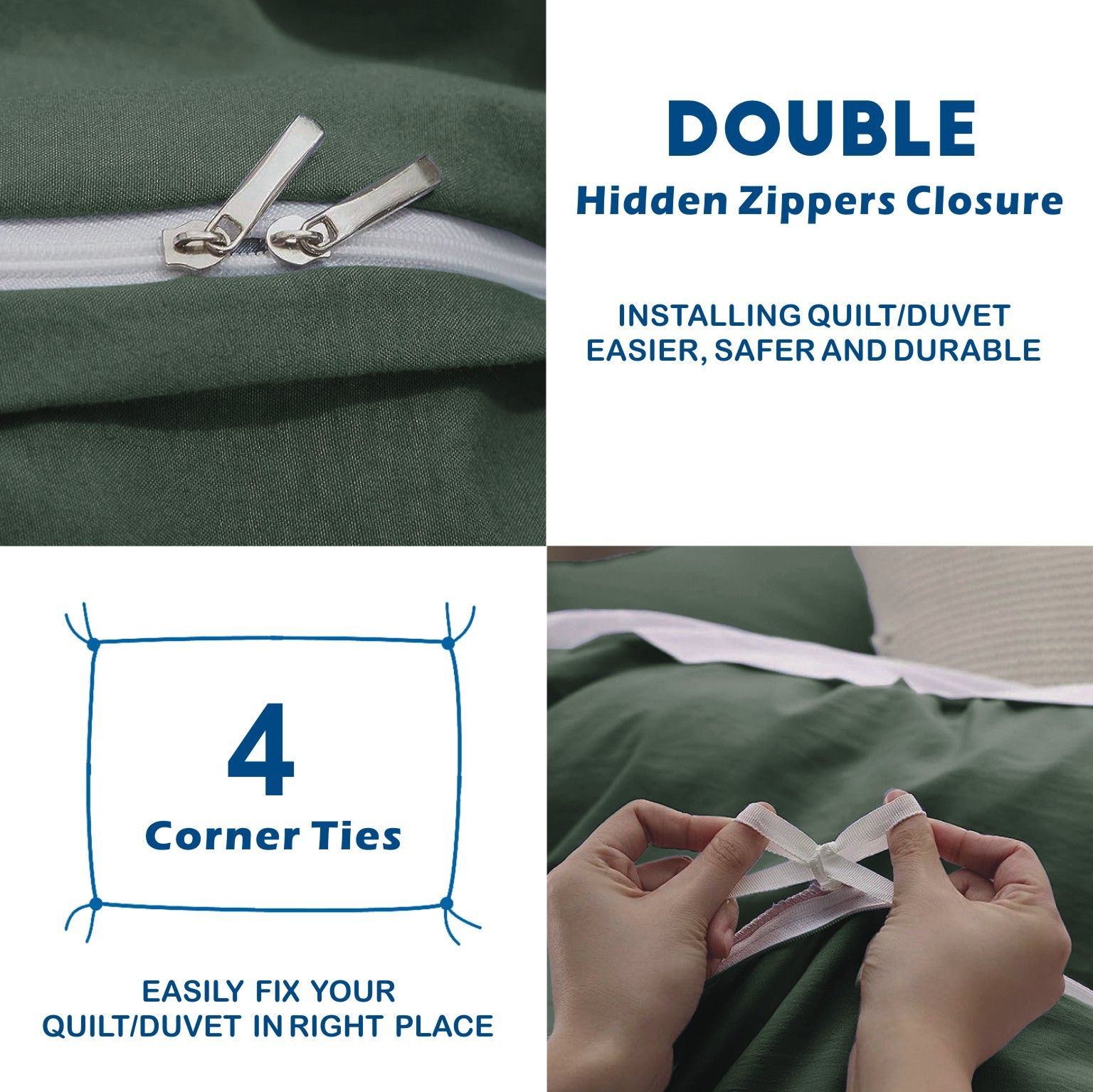 3 Piece Hotel Soft Microfiber Quilt Cover Set-2000TC Duvet/Donna Cover Set & Pillowcases -1 Quilt Cover Zipper Closure & 1 x Pillowcases-Breathable Bedding — image 3
