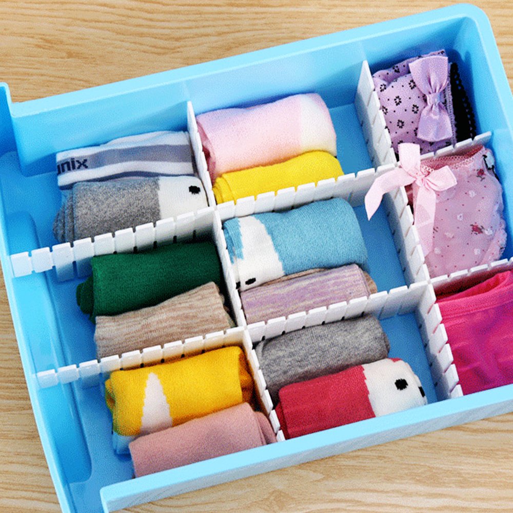 8 Pieces Wall-Mounted Underwear and Sock Organiser with Compartments for Wardrobes, Drawers and Space-Saving Clothing, 47 × 7cm, White — image 3
