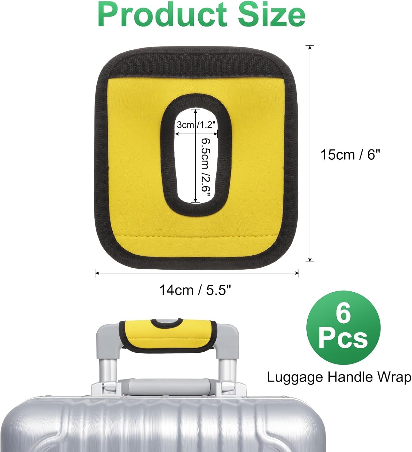 6 Pcs Luggage Handle Wrap, Hollow Neoprene Handbag Grip Cover Protector Luggage Identifiers Suitcase Handle Wraps for Luggage Suitcase Travel Bags, Yellow โ image 2